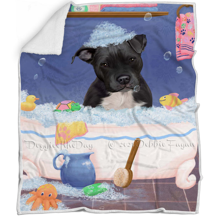 Rub A Dub Dog In A Tub Pitbull Dog Blanket BLNKT143121