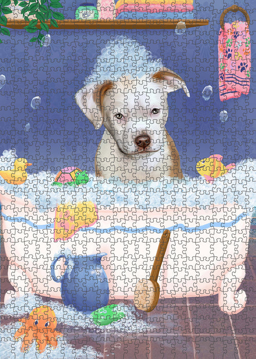 Rub A Dub Dog In A Tub Pitbull Dog Portrait Jigsaw Puzzle for Adults Animal Interlocking Puzzle Game Unique Gift for Dog Lover's with Metal Tin Box PZL325