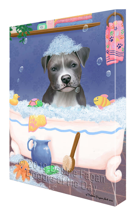 Rub A Dub Dog In A Tub Pit Bull Dog Canvas Print Wall Art Décor CVS143234