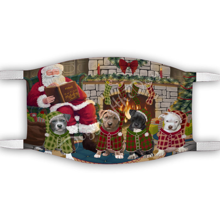 Christmas Cozy Holiday Fire Tails Pitbull Dogs Face Mask FM48654