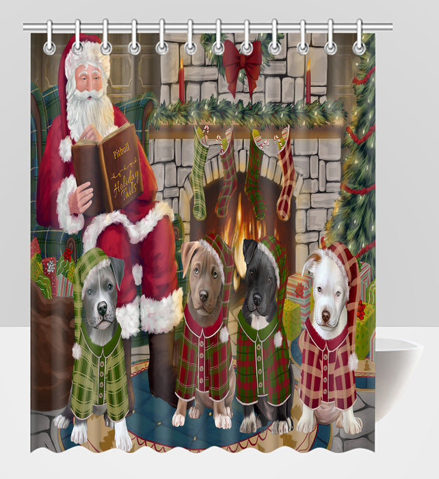 Christmas Cozy Holiday Fire Tails Pit Bull Dogs Shower Curtain