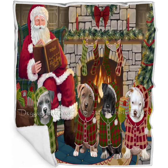Christmas Cozy Holiday Tails Pit Bulls Dog Blanket BLNKT117795