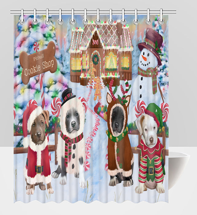 Holiday Gingerbread Cookie Pit Bull Dogs Shower Curtain