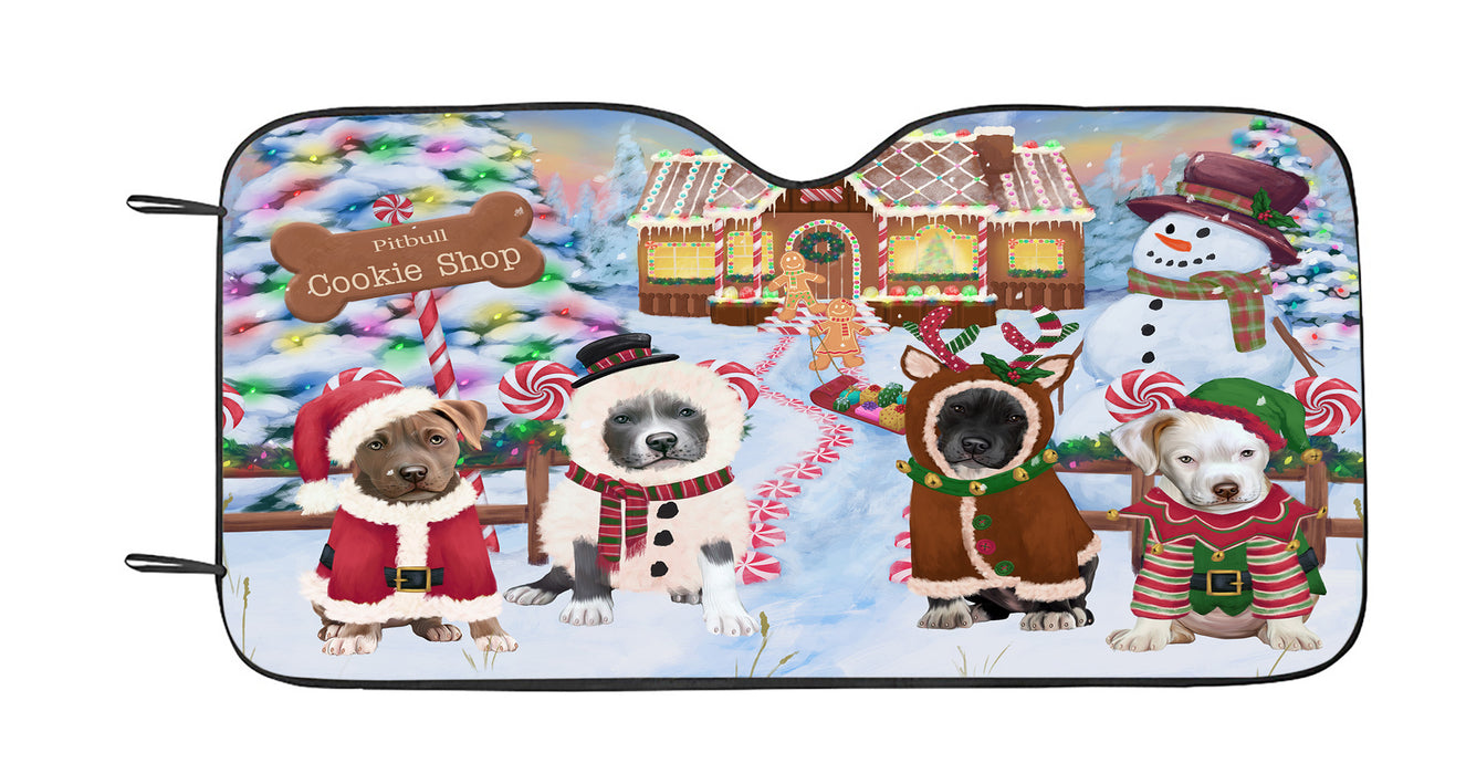 Holiday Gingerbread Cookie Pit Bull Dogs Car Sun Shade