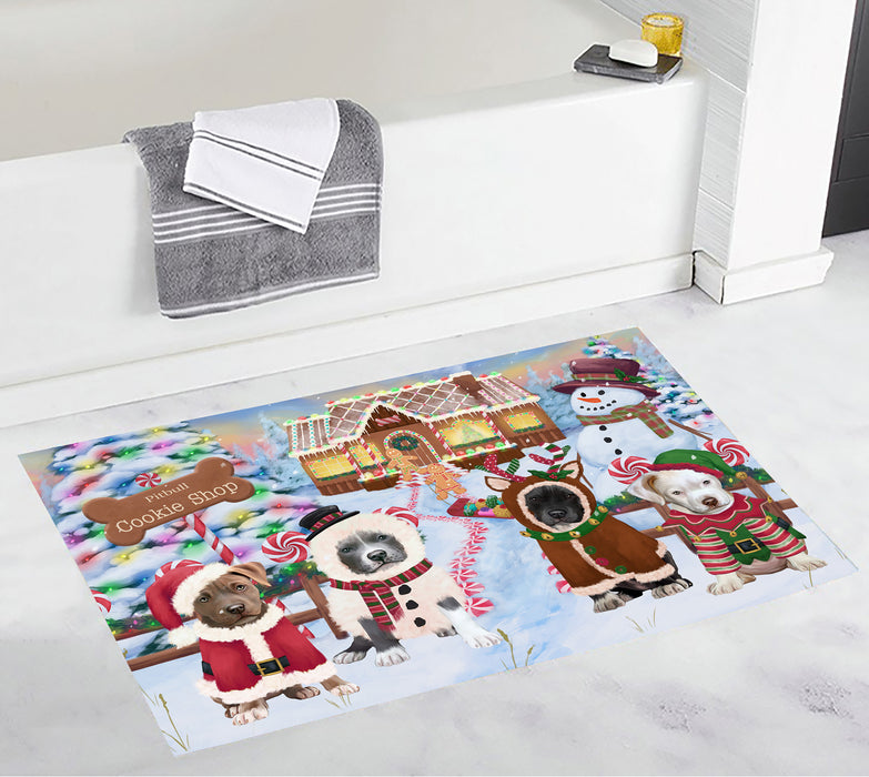 Holiday Gingerbread Cookie Pit Bull Dogs Bath Mat