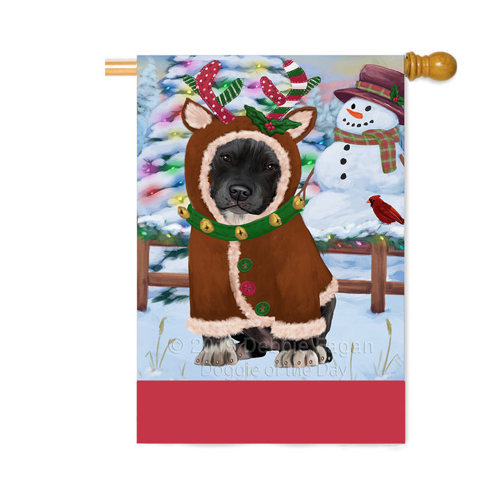 Personalized Gingerbread Candyfest Pit Bull Dog Custom House Flag FLG63902