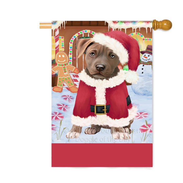 Personalized Gingerbread Candyfest Pit Bull Dog Custom House Flag FLG63903