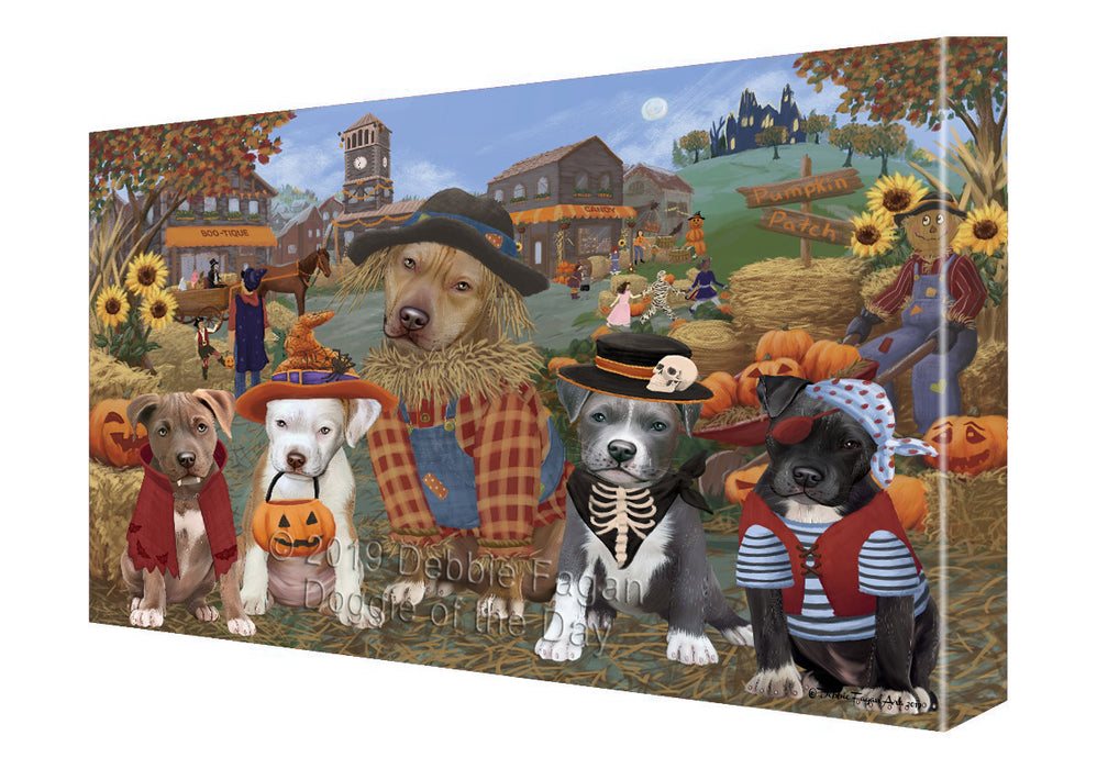 Halloween 'Round Town Pit Bull Dogs Canvas Print Wall Art Décor CVS143864