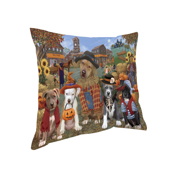 Halloween 'Round Town Pit Bull Dogs Pillow PIL85108