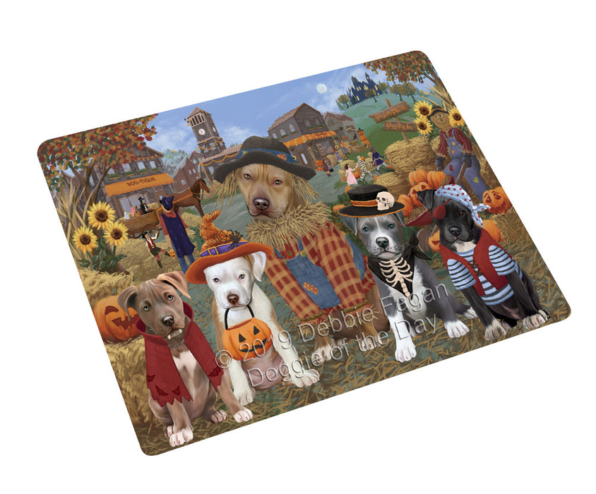 Halloween 'Round Town Pitbull Dogs Cutting Board - For Kitchen - Scratch & Stain Resistant - Designed To Stay In Place - Easy To Clean By Hand - Perfect for Chopping Meats, Vegetables