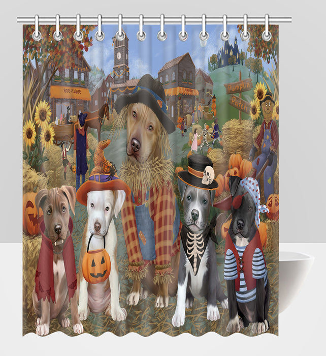 Halloween 'Round Town Pit Bull Dogs Shower Curtain