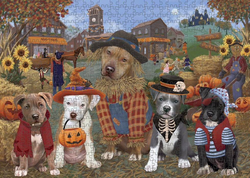 Halloween 'Round Town Pit Bull Dogs Puzzle with Photo Tin PUZL98724