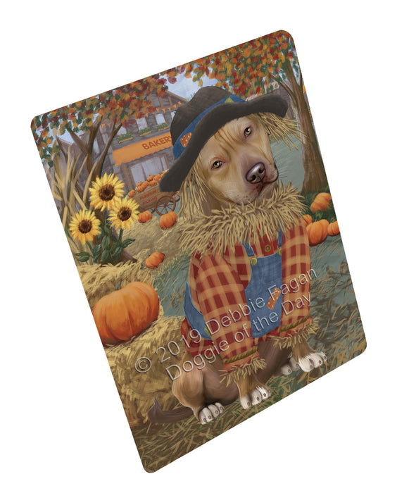 Fall Pumpkin Scarecrow Pitbull Dogs Cutting Board - For Kitchen - Scratch & Stain Resistant - Designed To Stay In Place - Easy To Clean By Hand - Perfect for Chopping Meats, Vegetables