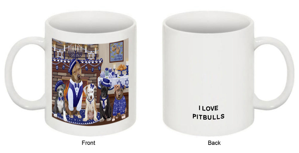 Happy Hanukkah Family Pit Bull Dogs Coffee Mug MUG52674