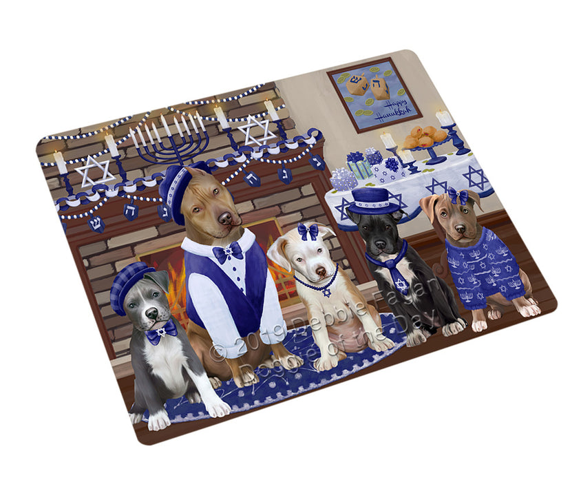 Happy Hanukkah Family Pitbull Dogs Cutting Board - For Kitchen - Scratch & Stain Resistant - Designed To Stay In Place - Easy To Clean By Hand - Perfect for Chopping Meats, Vegetables