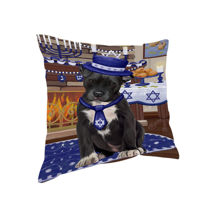 Happy Hanukkah Pitbull Dogs Pillow with Top Quality High-Resolution Images - Ultra Soft Pet Pillows for Sleeping - Reversible & Comfort - Ideal Gift for Dog Lover - Cushion for Sofa Couch Bed - 100% Polyester