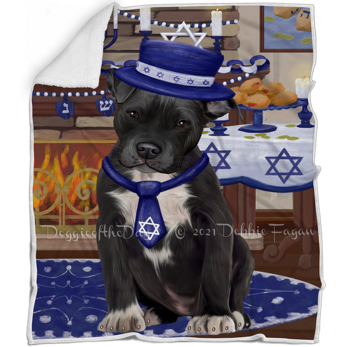 Happy Hanukkah Pitbull Dog Blanket BLNKT144014