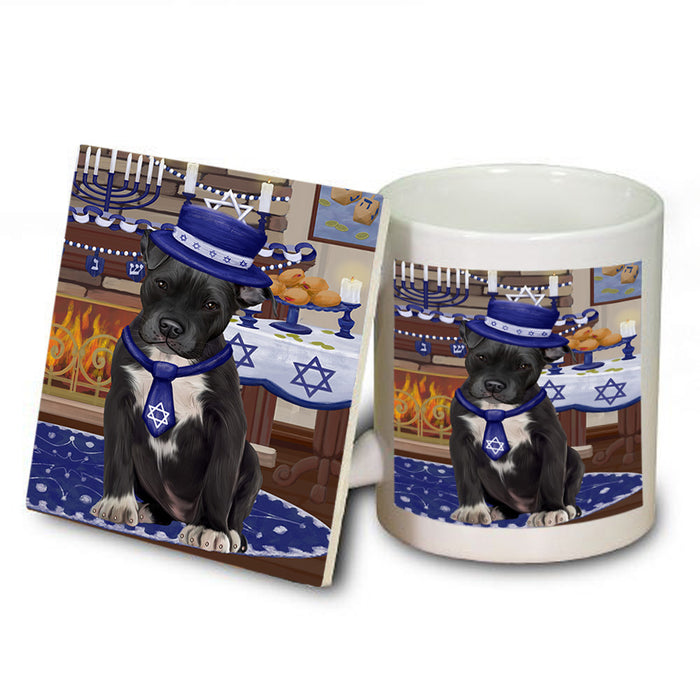 Happy Hanukkah Pit Bull Dogs Mug and Coaster Set MUC57481