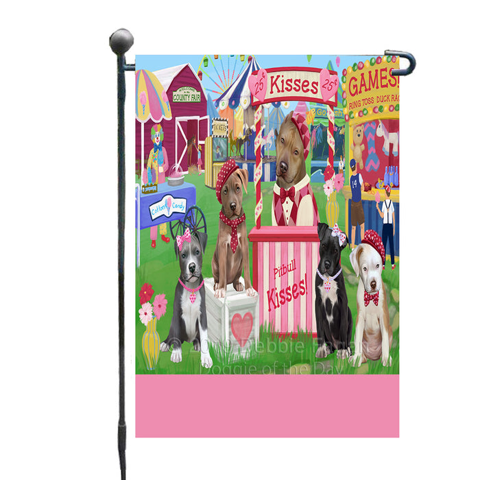 Personalized Carnival Kissing Booth Pit Bull Dogs Custom Garden Flag GFLG64302