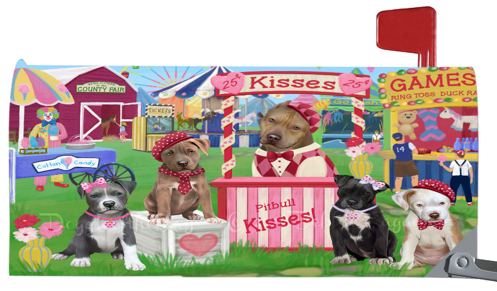 Carnival Kissing Booth Pitbull Dogs Magnetic Mailbox Cover Both Sides Pet Theme Printed Decorative Letter Box Wrap Case Postbox Thick Magnetic Vinyl Material