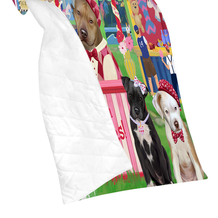 Carnival Kissing Booth Pit Bull Dogs Quilt