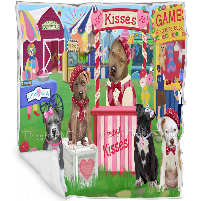 Carnival Kissing Booth Pit Bulls Dog Blanket BLNKT126003