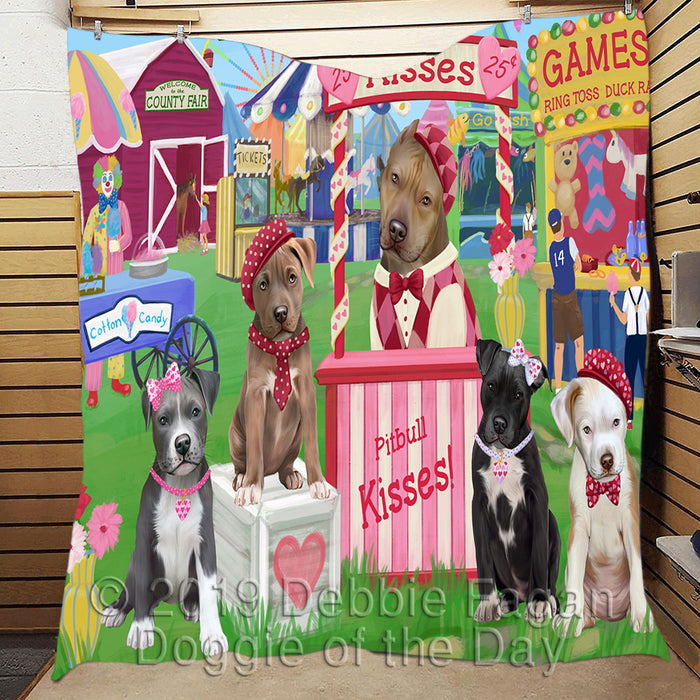 Carnival Kissing Booth Pit Bull Dogs Quilt
