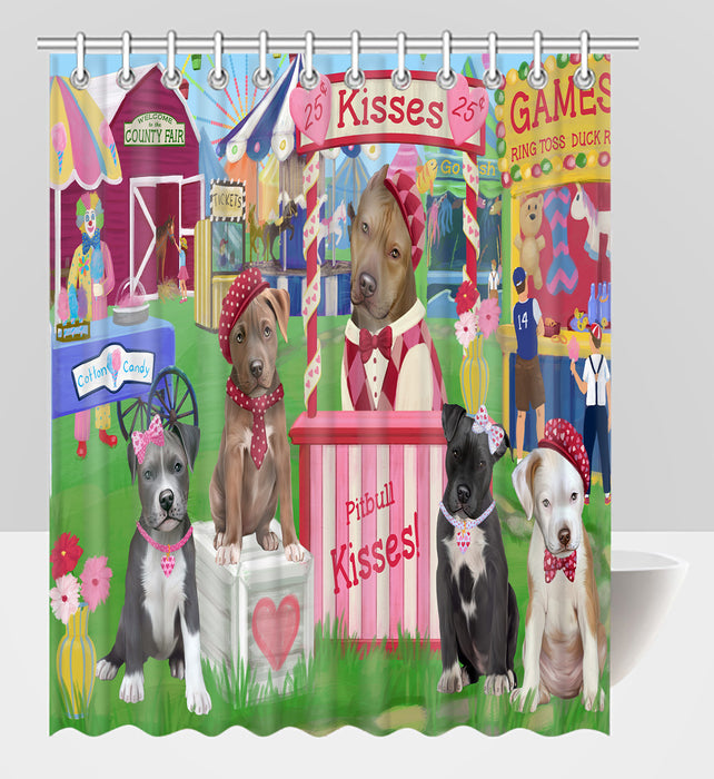 Carnival Kissing Booth Pit Bull Dogs Shower Curtain