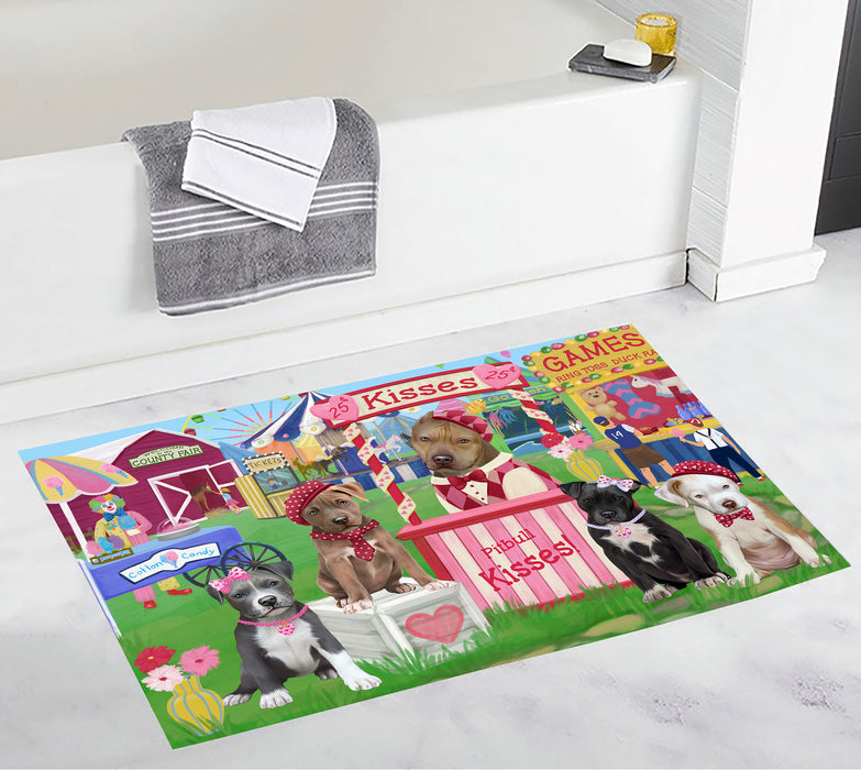 Carnival Kissing Booth Pit Bull Dogs Bath Mat