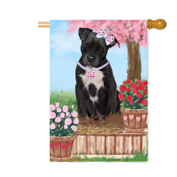 Personalized Rosie 25 Cent Kisses Pit Bull Dog Custom House Flag FLG64908