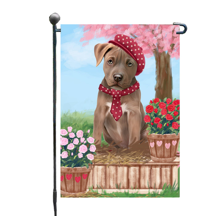 Personalized Rosie 25 Cent Kisses Pit Bull Dog Custom Garden Flag GFLG64761