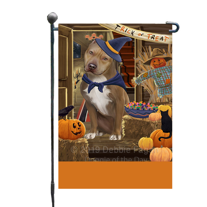 Personalized Enter at Own Risk Trick or Treat Halloween Pit Bull Dog Custom Garden Flags GFLG-DOTD-A59665