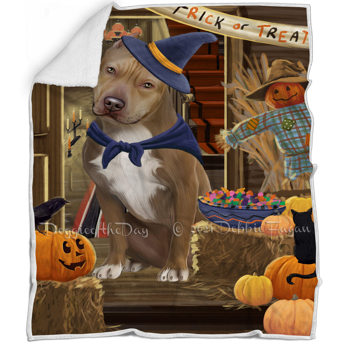 Enter at Own Risk Trick or Treat Halloween Pit Bull Dog Blanket BLNKT96267