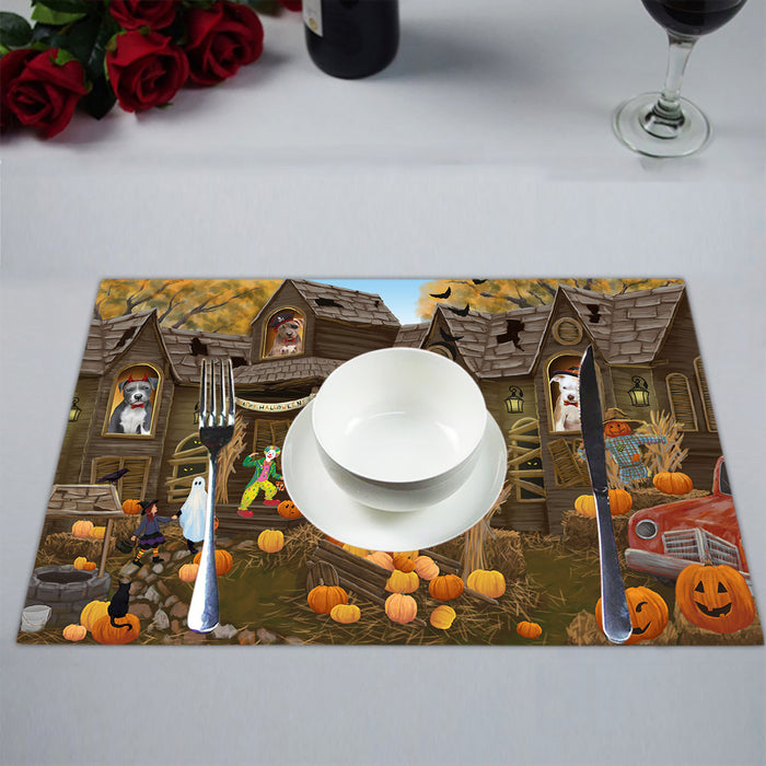Haunted House Halloween Trick or Treat Pit Bull Dogs Placemat