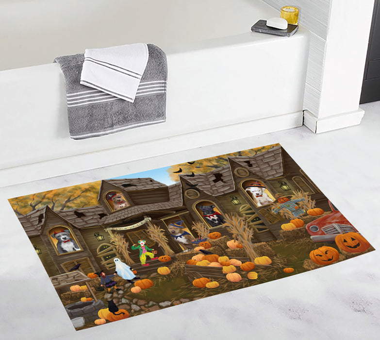 Haunted House Halloween Trick or Treat Pit Bull Dogs Bath Mat