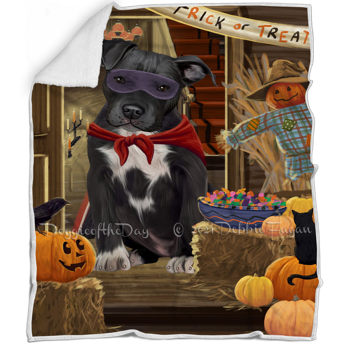 Enter at Own Risk Trick or Treat Halloween Pit Bull Dog Blanket BLNKT96276