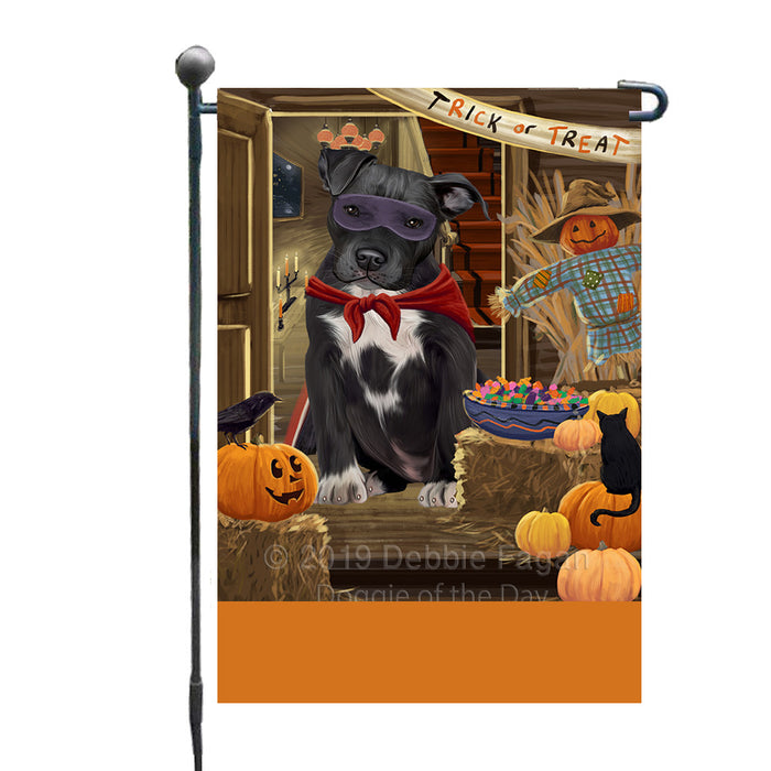 Personalized Enter at Own Risk Trick or Treat Halloween Pit Bull Dog Custom Garden Flags GFLG-DOTD-A59667