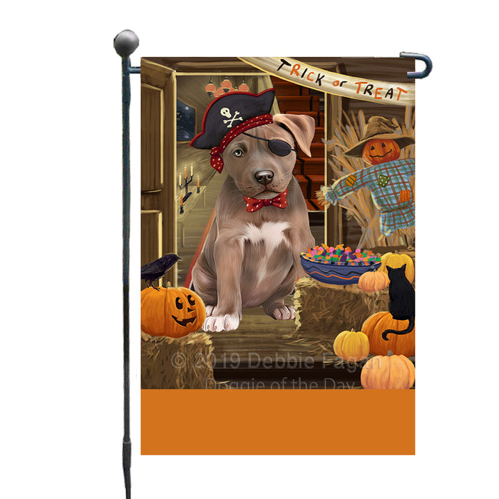 Personalized Enter at Own Risk Trick or Treat Halloween Pit Bull Dog Custom Garden Flags GFLG-DOTD-A59668