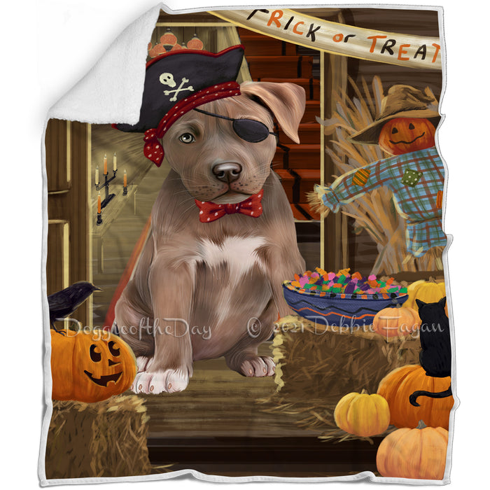 Enter at Own Risk Trick or Treat Halloween Pit Bull Dog Blanket BLNKT96285
