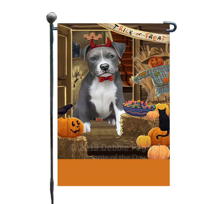 Personalized Enter at Own Risk Trick or Treat Halloween Pit Bull Dog Custom Garden Flags GFLG-DOTD-A59669