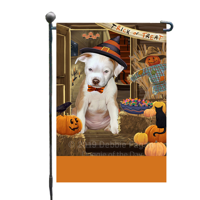 Personalized Enter at Own Risk Trick or Treat Halloween Pit Bull Dog Custom Garden Flags GFLG-DOTD-A59670