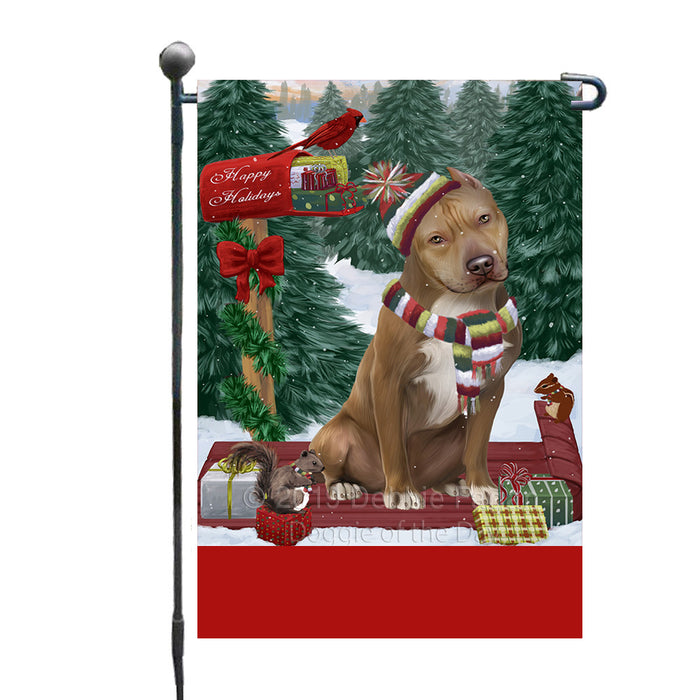 Personalized Merry Christmas Woodland Sled  Pit Bull Dog Custom Garden Flags GFLG-DOTD-A61645