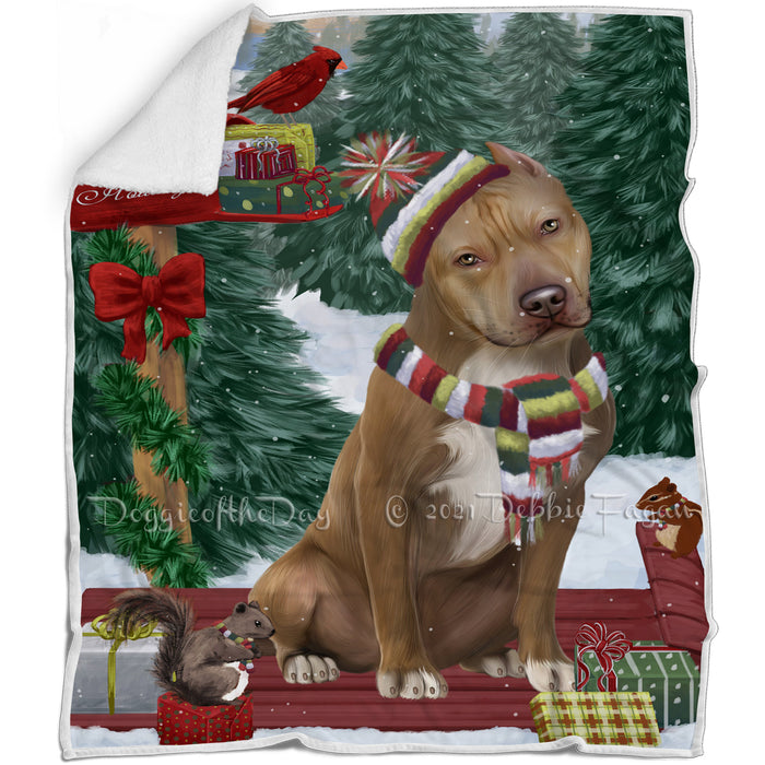 Merry Christmas Woodland Sled Pit Bull Dog Blanket BLNKT114321