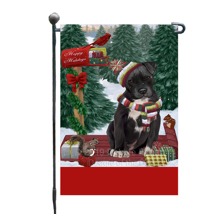 Personalized Merry Christmas Woodland Sled  Pit Bull Dog Custom Garden Flags GFLG-DOTD-A61646