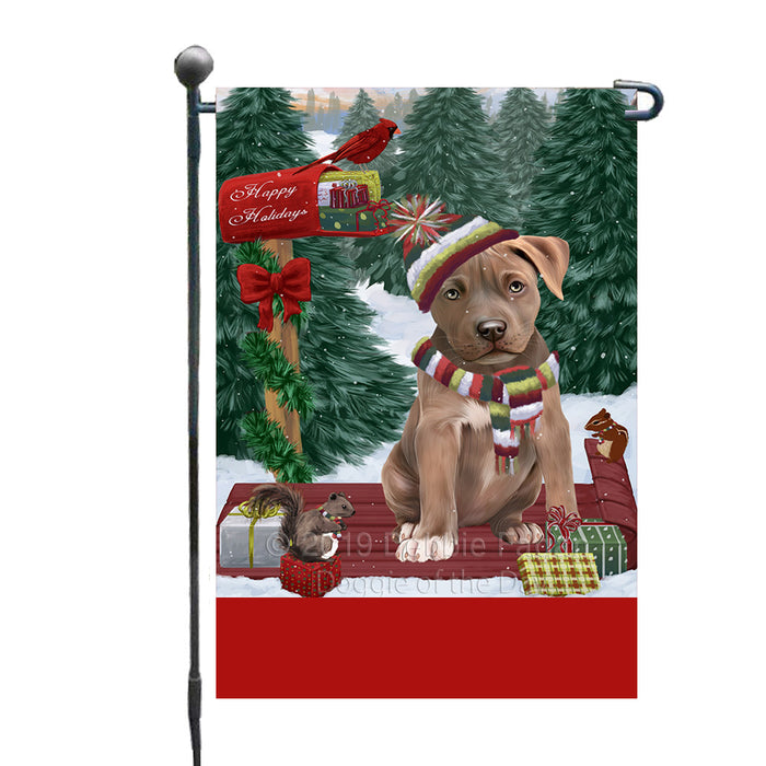 Personalized Merry Christmas Woodland Sled  Pit Bull Dog Custom Garden Flags GFLG-DOTD-A61647