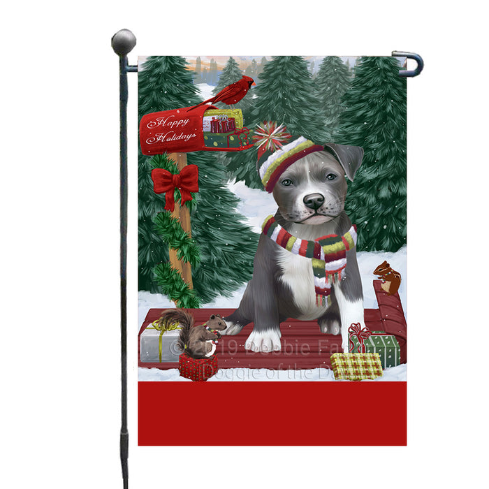 Personalized Merry Christmas Woodland Sled  Pit Bull Dog Custom Garden Flags GFLG-DOTD-A61648