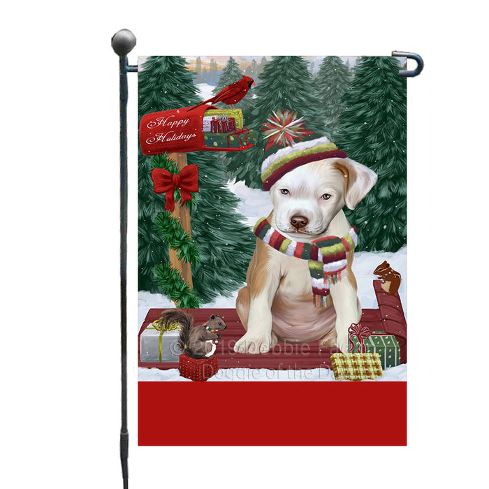 Personalized Merry Christmas Woodland Sled  Pit Bull Dog Custom Garden Flags GFLG-DOTD-A61649