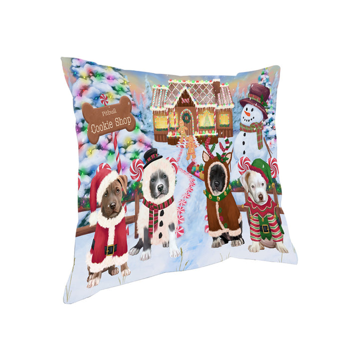 Holiday Gingerbread Cookie Shop Pit Bulls Dog Pillow PIL80328