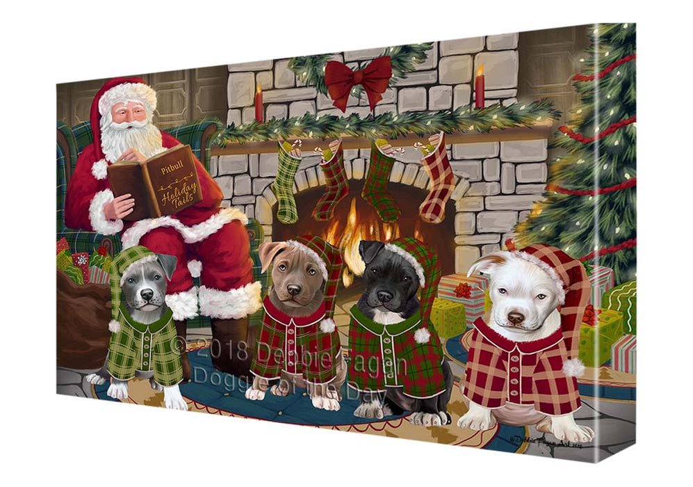 Christmas Cozy Holiday Tails Pit Bulls Dog Canvas Print Wall Art Décor CVS118304