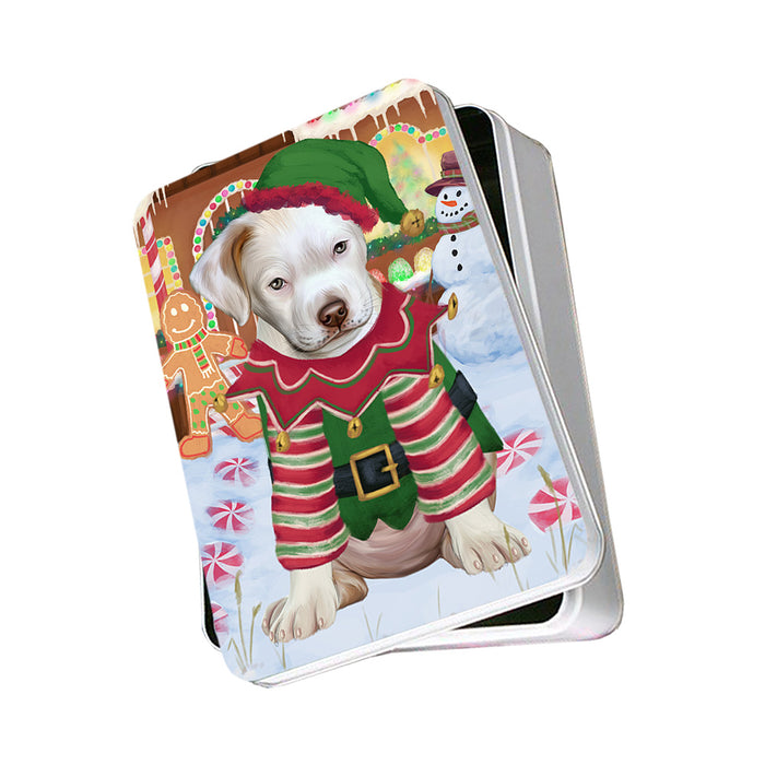 Christmas Gingerbread House Candyfest Pit Bull Dog Photo Storage Tin PITN56417